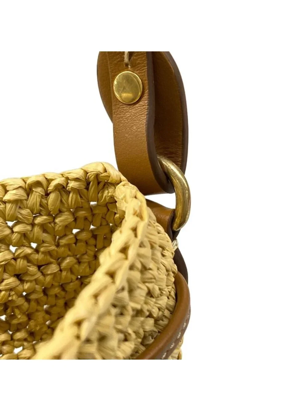 Miu Miu Woven Fabric Mini Bag Naturale Cognac Leather - Picture 10 of 15